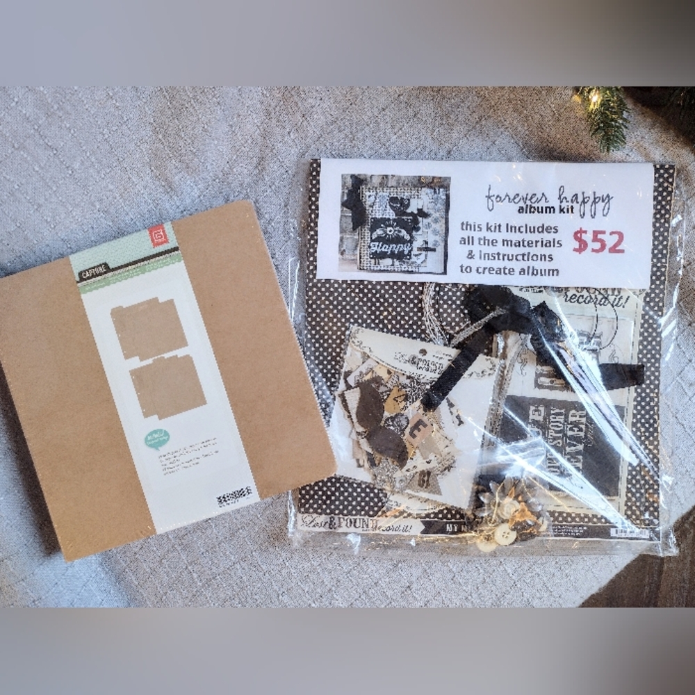 "Forever Happy" Scrapbooking Mini Album Kit, Includes Covers & 12 Pages!